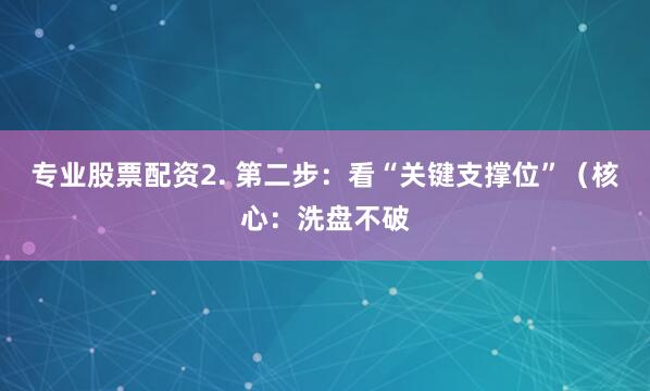 专业股票配资2. 第二步：看“关键支撑位”（核心：洗盘不破